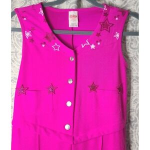 Barbie Costume Jumpsuit Womens Large Pink Star Flare Leg Halloween Outfit